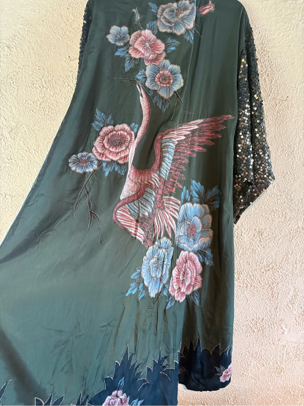 Free People Dark Green Sequined Kimono - Picture 4 of 9